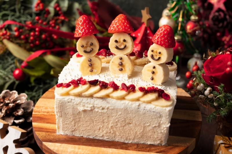 バナナスノーマンのクリスマスケーキ